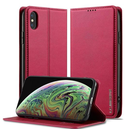 For iPhone XS Max LC.IMEEKE L1 Series Frosted Fine Texture PU Phone Case(Red) - More iPhone Cases by LC.IMEEKE | Online Shopping UK | buy2fix