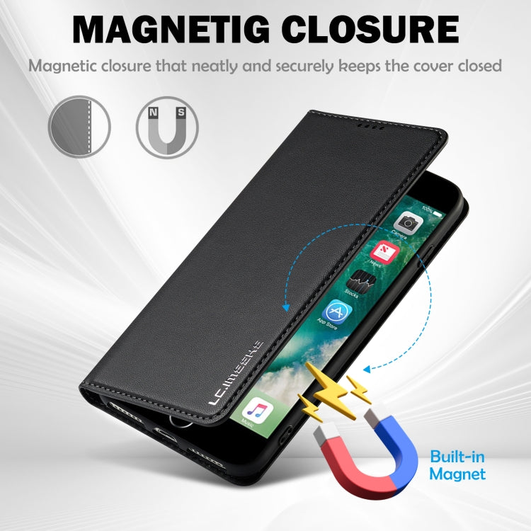 For iPhone 7 / 8 / SE 2020 LC.IMEEKE L1 Series Frosted Fine Texture PU Phone Case(Black) - iPhone SE 2022 / 2020 / 8 / 7 Cases by LC.IMEEKE | Online Shopping UK | buy2fix