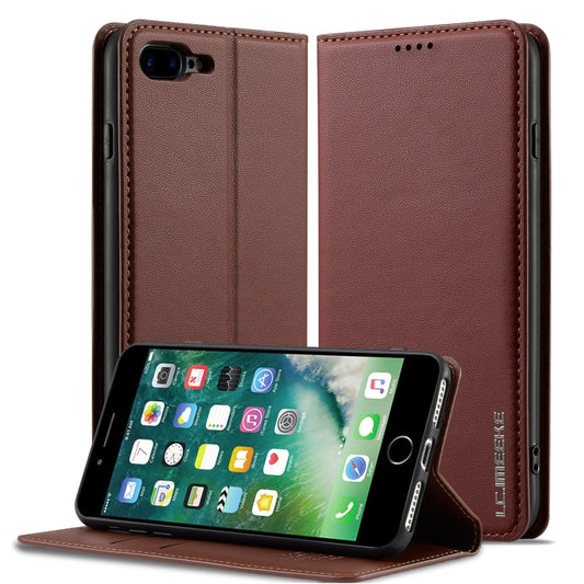 For iPhone 7 / 8 / SE 2020 LC.IMEEKE L1 Series Frosted Fine Texture PU Phone Case(Brown) - iPhone SE 2022 / 2020 / 8 / 7 Cases by LC.IMEEKE | Online Shopping UK | buy2fix