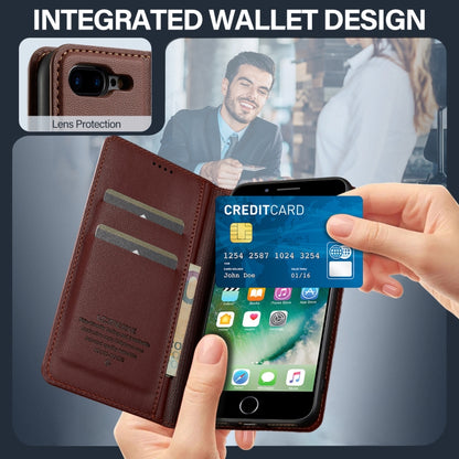 For iPhone 7 / 8 / SE 2020 LC.IMEEKE L1 Series Frosted Fine Texture PU Phone Case(Brown) - iPhone SE 2022 / 2020 / 8 / 7 Cases by LC.IMEEKE | Online Shopping UK | buy2fix