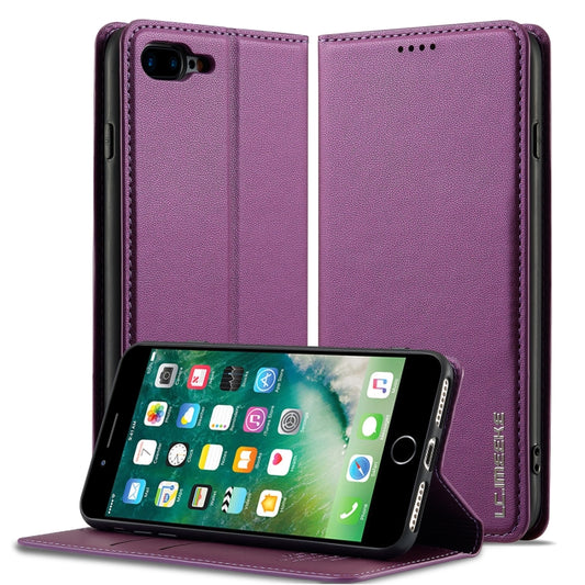 For iPhone 7 / 8 / SE 2020 LC.IMEEKE L1 Series Frosted Fine Texture PU Phone Case(Purple) - iPhone SE 2022 / 2020 / 8 / 7 Cases by LC.IMEEKE | Online Shopping UK | buy2fix
