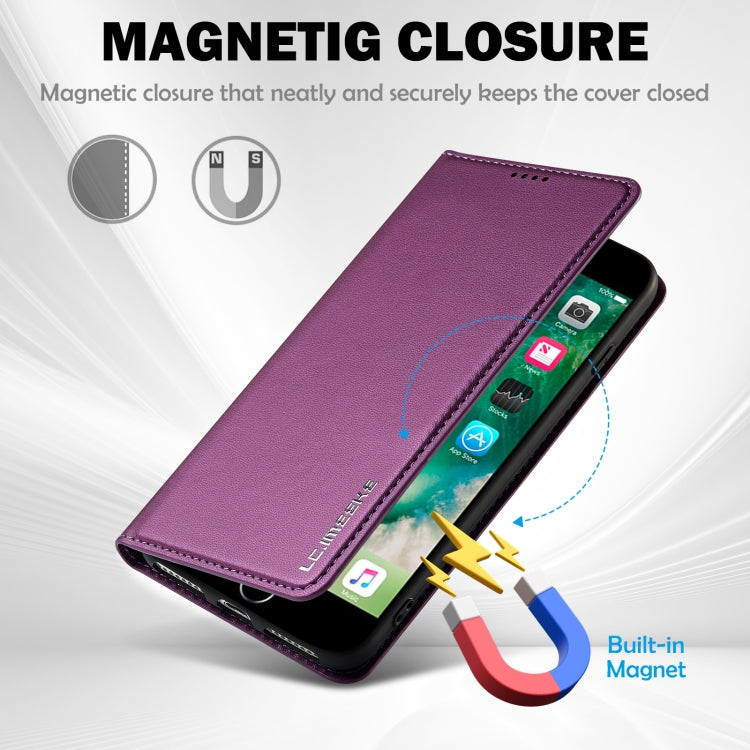 For iPhone 7 / 8 / SE 2020 LC.IMEEKE L1 Series Frosted Fine Texture PU Phone Case(Purple) - iPhone SE 2022 / 2020 / 8 / 7 Cases by LC.IMEEKE | Online Shopping UK | buy2fix