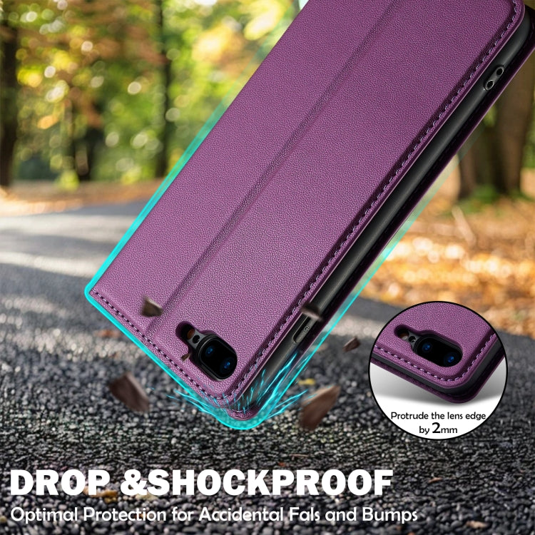 For iPhone 7 / 8 / SE 2020 LC.IMEEKE L1 Series Frosted Fine Texture PU Phone Case(Purple) - iPhone SE 2022 / 2020 / 8 / 7 Cases by LC.IMEEKE | Online Shopping UK | buy2fix