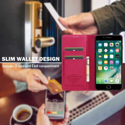 For iPhone 7 / 8 / SE 2020 LC.IMEEKE L1 Series Frosted Fine Texture PU Phone Case(Red) - iPhone SE 2022 / 2020 / 8 / 7 Cases by LC.IMEEKE | Online Shopping UK | buy2fix