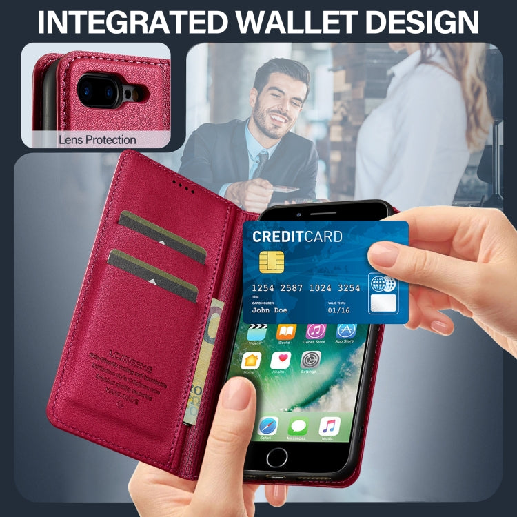 For iPhone 7 / 8 / SE 2020 LC.IMEEKE L1 Series Frosted Fine Texture PU Phone Case(Red) - iPhone SE 2022 / 2020 / 8 / 7 Cases by LC.IMEEKE | Online Shopping UK | buy2fix
