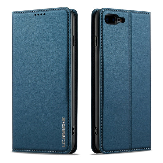 For iPhone SE 2022 LC.IMEEKE L1 Series Frosted Fine Texture PU Phone Case(Blue) - iPhone SE 2022 / 2020 / 8 / 7 Cases by LC.IMEEKE | Online Shopping UK | buy2fix