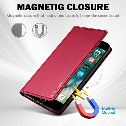 For iPhone SE 2022 LC.IMEEKE L1 Series Frosted Fine Texture PU Phone Case(Red) - iPhone SE 2022 / 2020 / 8 / 7 Cases by LC.IMEEKE | Online Shopping UK | buy2fix
