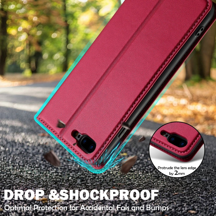 For iPhone SE 2022 LC.IMEEKE L1 Series Frosted Fine Texture PU Phone Case(Red) - iPhone SE 2022 / 2020 / 8 / 7 Cases by LC.IMEEKE | Online Shopping UK | buy2fix