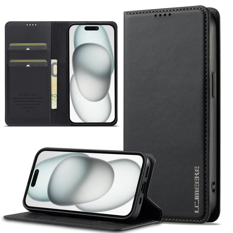 For iPhone 14 / 13 LC.IMEEKE L1 Series Frosted Fine Texture PU Phone Case(Black) - iPhone 13 Cases by LC.IMEEKE | Online Shopping UK | buy2fix