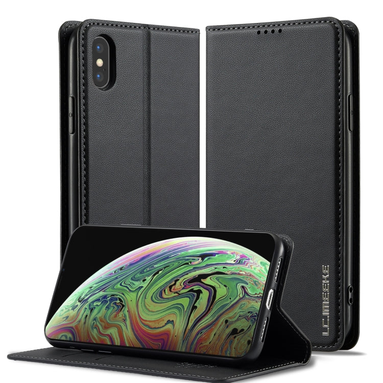 For iPhone X / XS LC.IMEEKE L1 Series Frosted Fine Texture PU Phone Case(Black) - More iPhone Cases by LC.IMEEKE | Online Shopping UK | buy2fix