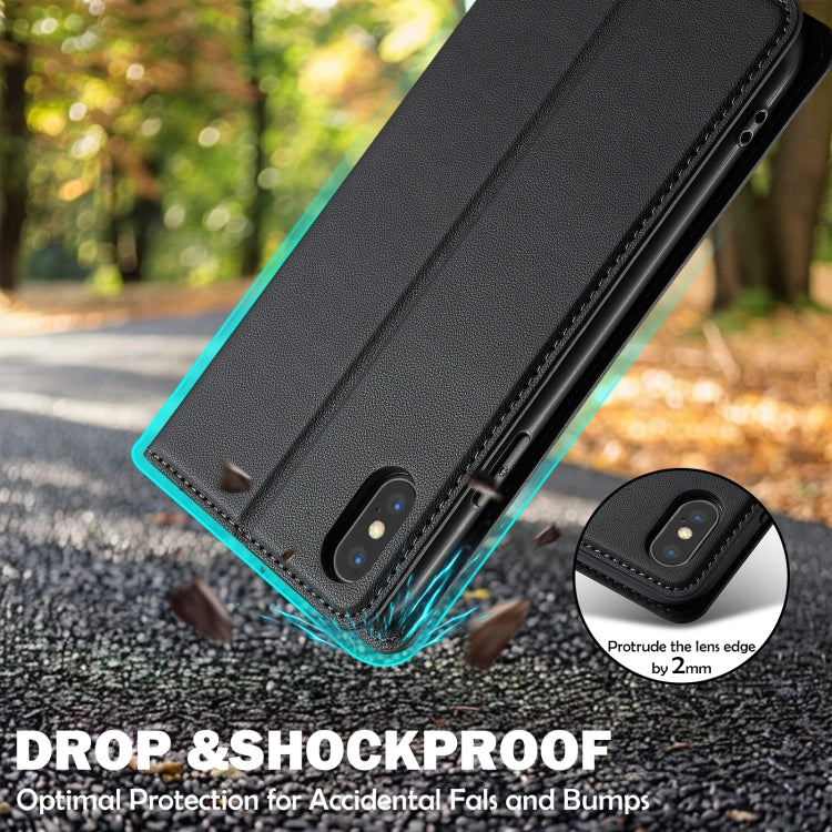 For iPhone X / XS LC.IMEEKE L1 Series Frosted Fine Texture PU Phone Case(Black) - More iPhone Cases by LC.IMEEKE | Online Shopping UK | buy2fix