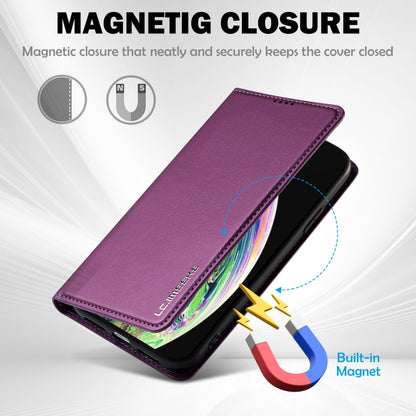 For iPhone X / XS LC.IMEEKE L1 Series Frosted Fine Texture PU Phone Case(Purple) - More iPhone Cases by LC.IMEEKE | Online Shopping UK | buy2fix