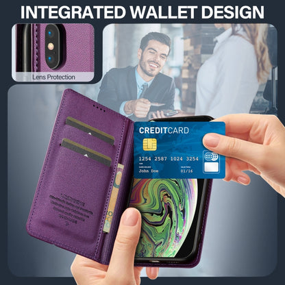 For iPhone X / XS LC.IMEEKE L1 Series Frosted Fine Texture PU Phone Case(Purple) - More iPhone Cases by LC.IMEEKE | Online Shopping UK | buy2fix