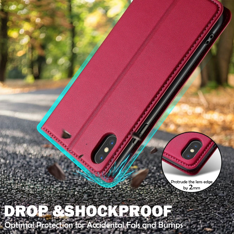 For iPhone X / XS LC.IMEEKE L1 Series Frosted Fine Texture PU Phone Case(Red) - More iPhone Cases by LC.IMEEKE | Online Shopping UK | buy2fix