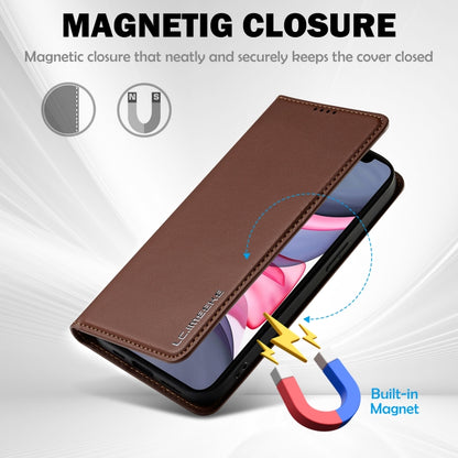 For iPhone 12 / 12 Pro LC.IMEEKE L1 Series Frosted Fine Texture PU Phone Case(Brown) - iPhone 12 / 12 Pro Cases by LC.IMEEKE | Online Shopping UK | buy2fix