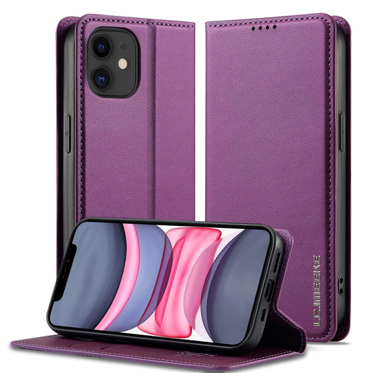 For iPhone 12 / 12 Pro LC.IMEEKE L1 Series Frosted Fine Texture PU Phone Case(Purple)