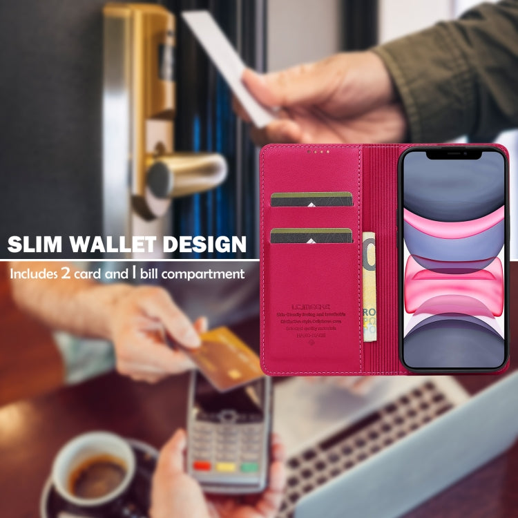For iPhone 12 / 12 Pro LC.IMEEKE L1 Series Frosted Fine Texture PU Phone Case(Red) - iPhone 12 / 12 Pro Cases by LC.IMEEKE | Online Shopping UK | buy2fix