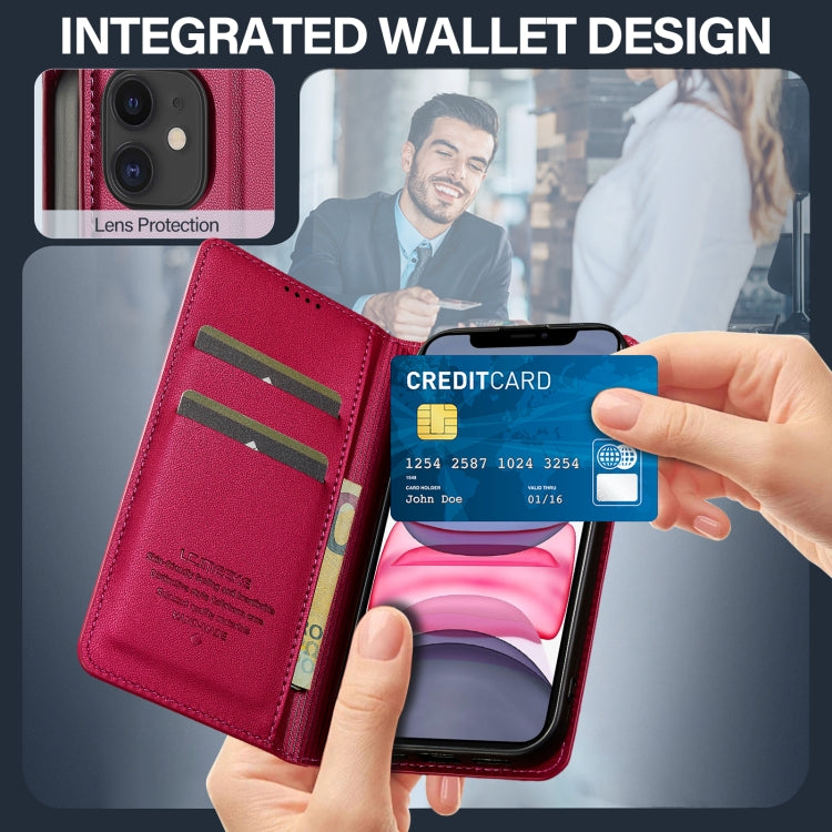 For iPhone 12 / 12 Pro LC.IMEEKE L1 Series Frosted Fine Texture PU Phone Case(Red) - iPhone 12 / 12 Pro Cases by LC.IMEEKE | Online Shopping UK | buy2fix