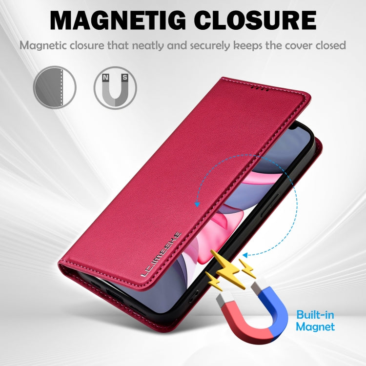 For iPhone 12 / 12 Pro LC.IMEEKE L1 Series Frosted Fine Texture PU Phone Case(Red) - iPhone 12 / 12 Pro Cases by LC.IMEEKE | Online Shopping UK | buy2fix