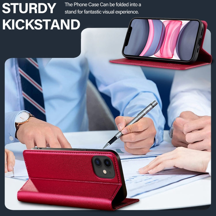 For iPhone 12 / 12 Pro LC.IMEEKE L1 Series Frosted Fine Texture PU Phone Case(Red) - iPhone 12 / 12 Pro Cases by LC.IMEEKE | Online Shopping UK | buy2fix