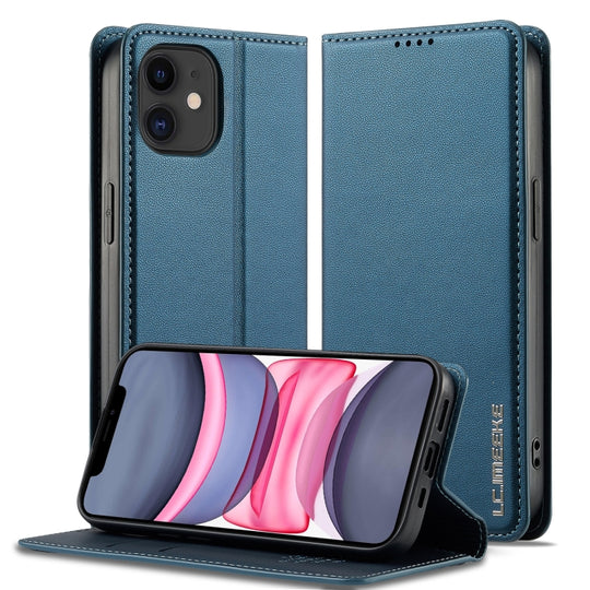 For iPhone 11 LC.IMEEKE L1 Series Frosted Fine Texture PU Phone Case(Blue)