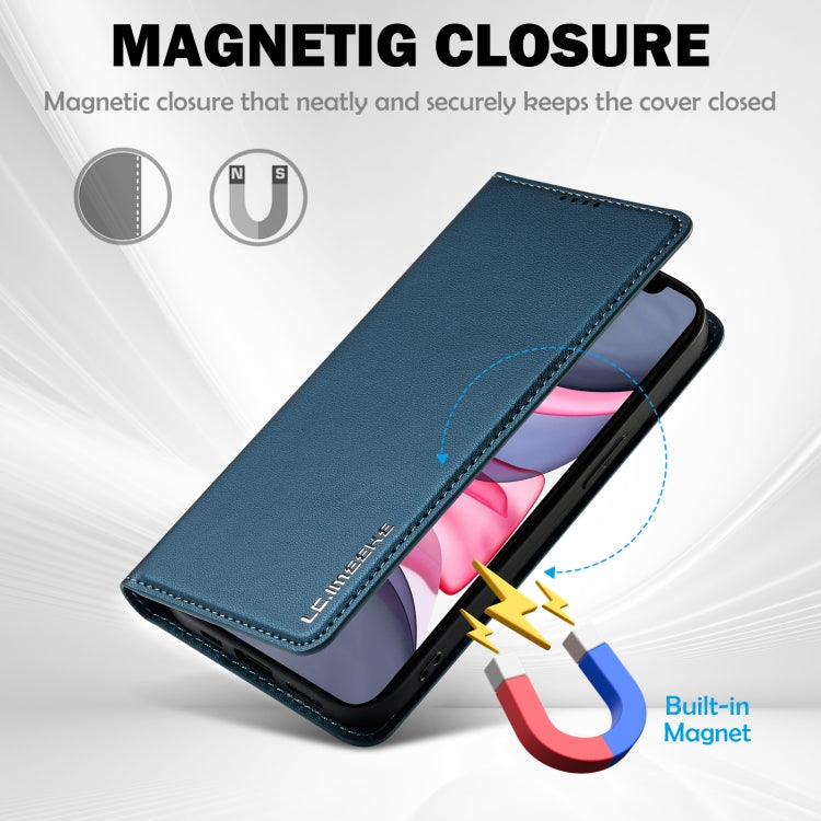 For iPhone 11 LC.IMEEKE L1 Series Frosted Fine Texture PU Phone Case(Blue) - iPhone 11 Cases by LC.IMEEKE | Online Shopping UK | buy2fix