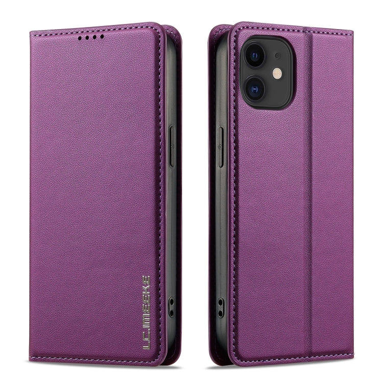 For iPhone 11 LC.IMEEKE L1 Series Frosted Fine Texture PU Phone Case(Purple) - iPhone 11 Cases by LC.IMEEKE | Online Shopping UK | buy2fix