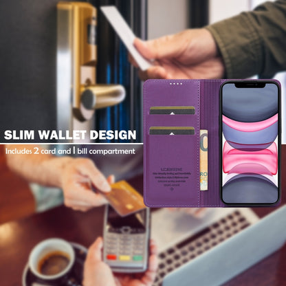 For iPhone 11 LC.IMEEKE L1 Series Frosted Fine Texture PU Phone Case(Purple) - iPhone 11 Cases by LC.IMEEKE | Online Shopping UK | buy2fix