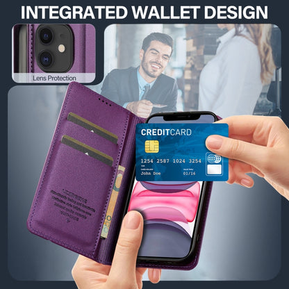 For iPhone 11 LC.IMEEKE L1 Series Frosted Fine Texture PU Phone Case(Purple) - iPhone 11 Cases by LC.IMEEKE | Online Shopping UK | buy2fix
