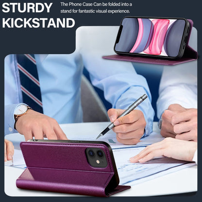 For iPhone 11 LC.IMEEKE L1 Series Frosted Fine Texture PU Phone Case(Purple) - iPhone 11 Cases by LC.IMEEKE | Online Shopping UK | buy2fix