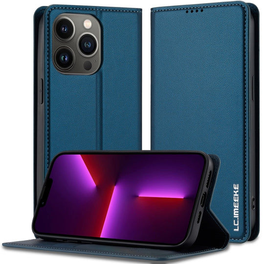 For iPhone 11 Pro Max LC.IMEEKE L1 Series Frosted Fine Texture PU Phone Case(Blue)