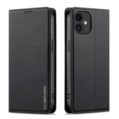 For iPhone 12 mini / 13 mini LC.IMEEKE L1 Series Frosted Fine Texture PU Phone Case(Black) - iPhone 12 mini Cases by LC.IMEEKE | Online Shopping UK | buy2fix