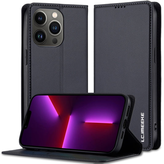 For iPhone 12 Pro Max LC.IMEEKE L1 Series Frosted Fine Texture PU Phone Case(Black) - iPhone 12 Pro Max Cases by LC.IMEEKE | Online Shopping UK | buy2fix