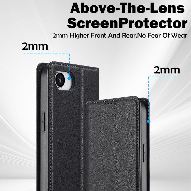 For iPhone 16e LC.IMEEKE L1 Series Frosted Fine Texture PU Phone Case(Black) - iPhone 16e Cases by LC.IMEEKE | Online Shopping UK | buy2fix