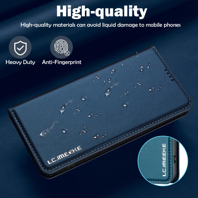 For iPhone 16e LC.IMEEKE L1 Series Frosted Fine Texture PU Phone Case(Blue) - iPhone 16e Cases by LC.IMEEKE | Online Shopping UK | buy2fix