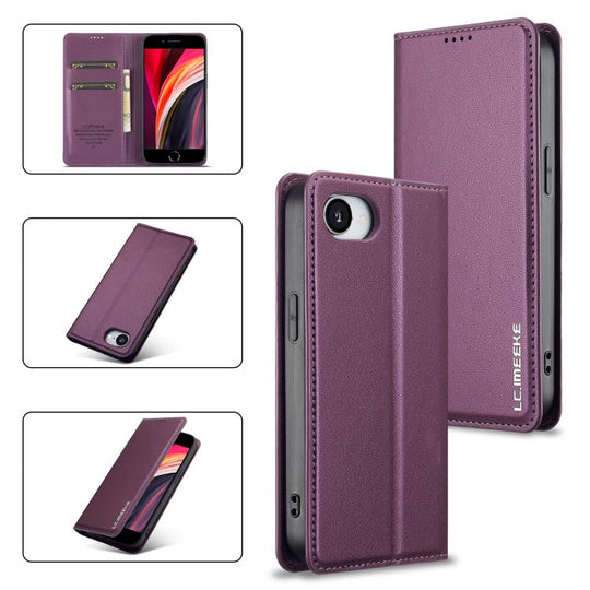 For iPhone 16e / 17e LC.IMEEKE L1 Series Frosted Fine Texture PU Phone Case(Purple)