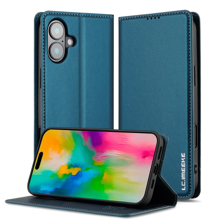 For iPhone 17 LC.IMEEKE L1 Series Frosted Fine Texture PU Phone Case(Blue) - iPhone 17 Cases by LC.IMEEKE | Online Shopping UK | buy2fix