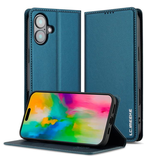For iPhone 17 LC.IMEEKE L1 Series Frosted Fine Texture PU Phone Case(Blue) - iPhone 17 Cases by LC.IMEEKE | Online Shopping UK | buy2fix