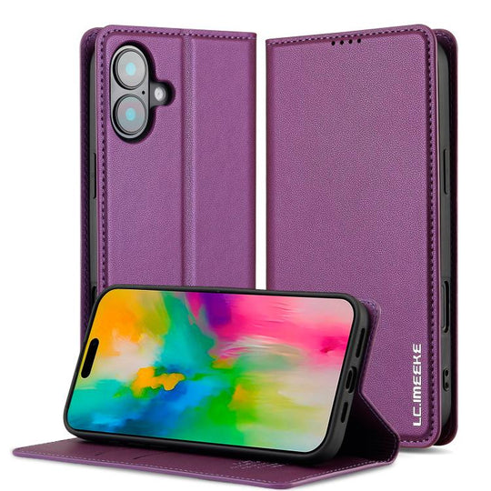 For iPhone 17 LC.IMEEKE L1 Series Frosted Fine Texture PU Phone Case(Purple)