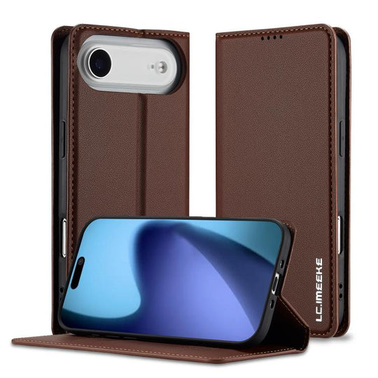 For iPhone Air LC.IMEEKE L1 Series Frosted Fine Texture PU Phone Case(Brown)