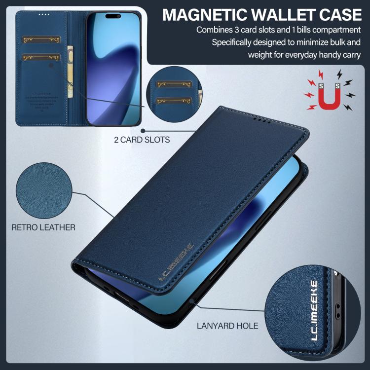 For iPhone Air LC.IMEEKE L1 Series Frosted Fine Texture PU Phone Case(Blue) - iPhone Air Cases by LC.IMEEKE | Online Shopping UK | buy2fix