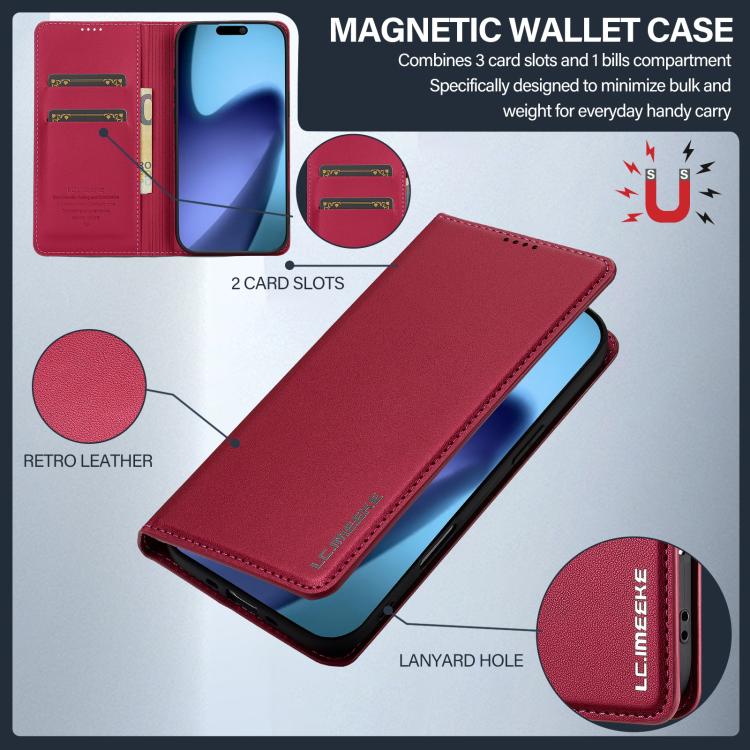 For iPhone Air LC.IMEEKE L1 Series Frosted Fine Texture PU Phone Case(Red) - iPhone Air Cases by LC.IMEEKE | Online Shopping UK | buy2fix