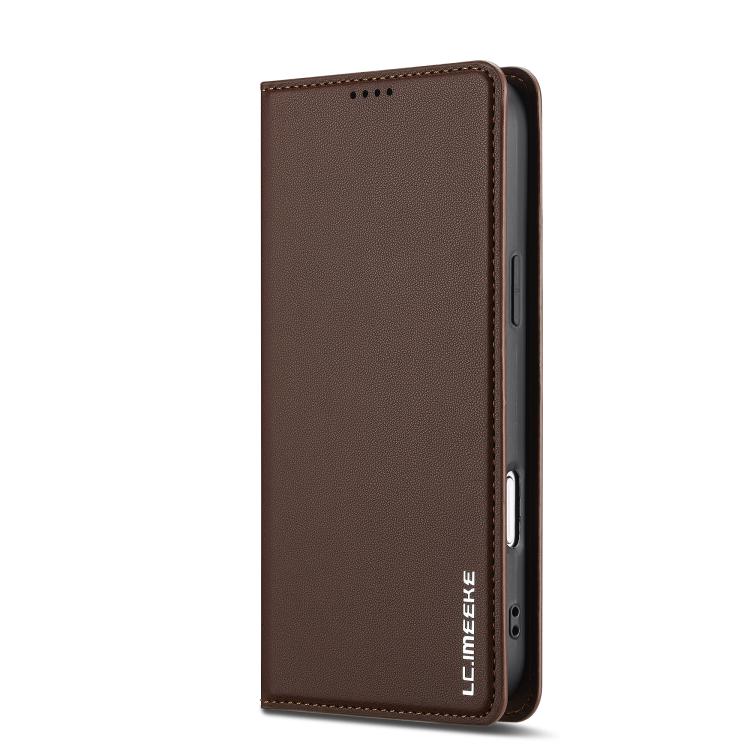 For iPhone 17 Pro LC.IMEEKE L1 Series Frosted Fine Texture PU Phone Case(Brown) - iPhone 17 Pro Cases by LC.IMEEKE | Online Shopping UK | buy2fix