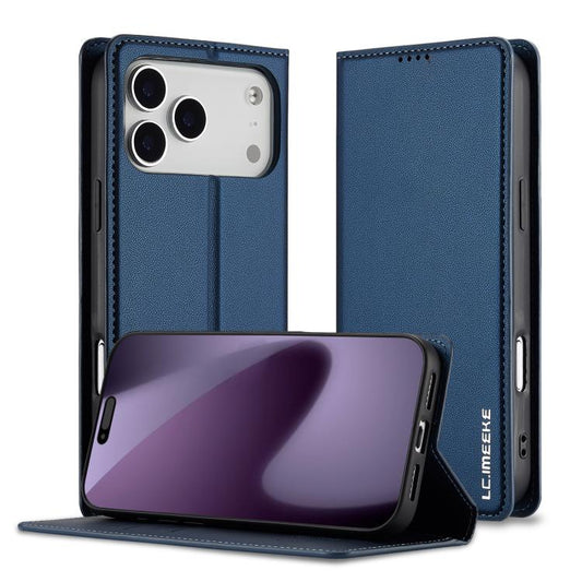 For iPhone 17 Pro LC.IMEEKE L1 Series Frosted Fine Texture PU Phone Case(Blue) - iPhone 17 Pro Cases by LC.IMEEKE | Online Shopping UK | buy2fix