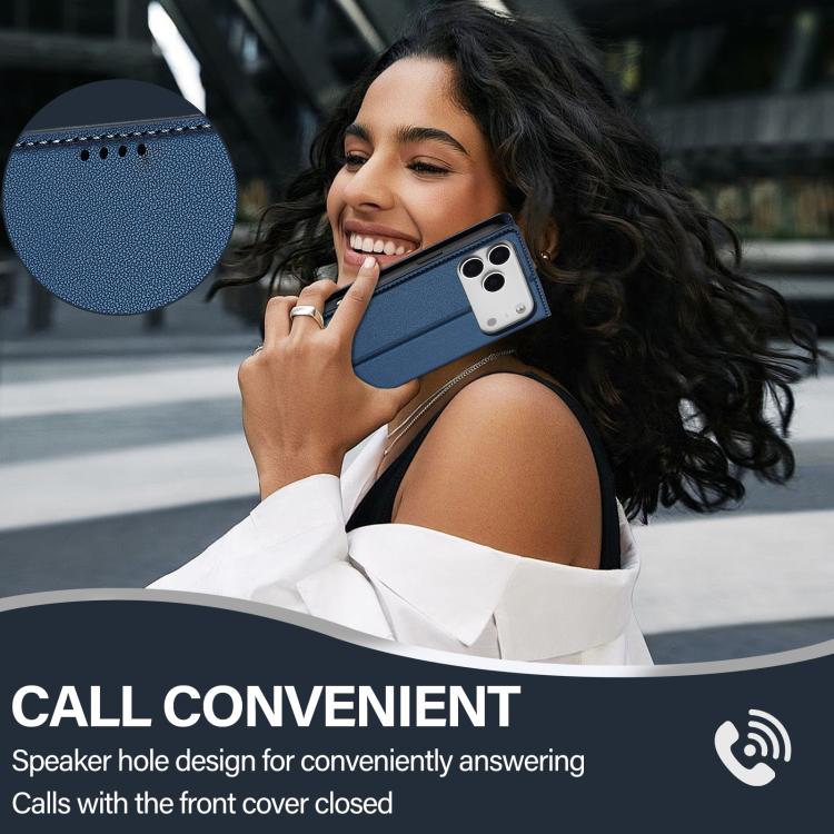 For iPhone 17 Pro LC.IMEEKE L1 Series Frosted Fine Texture PU Phone Case(Blue) - iPhone 17 Pro Cases by LC.IMEEKE | Online Shopping UK | buy2fix