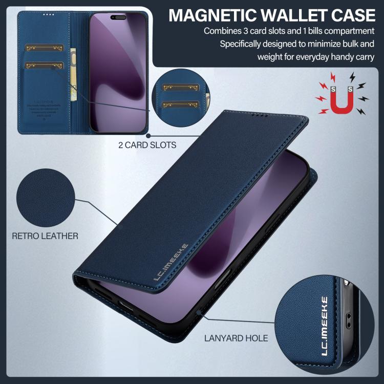 For iPhone 17 Pro LC.IMEEKE L1 Series Frosted Fine Texture PU Phone Case(Blue) - iPhone 17 Pro Cases by LC.IMEEKE | Online Shopping UK | buy2fix