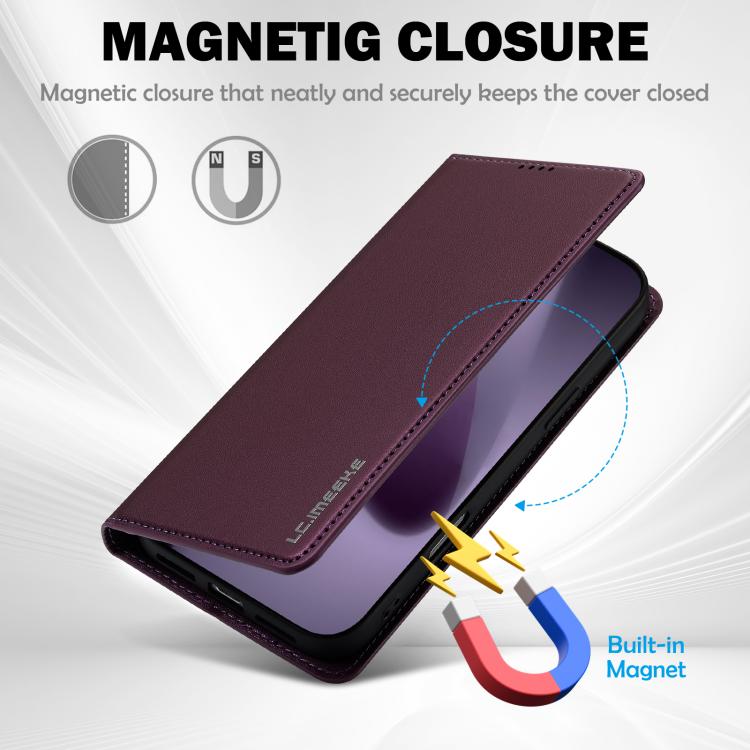 For iPhone 17 Pro LC.IMEEKE L1 Series Frosted Fine Texture PU Phone Case(Purple) - iPhone 17 Pro Cases by LC.IMEEKE | Online Shopping UK | buy2fix