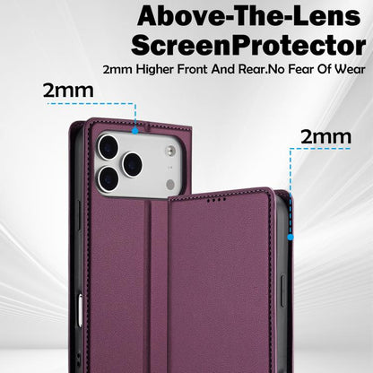 For iPhone 17 Pro LC.IMEEKE L1 Series Frosted Fine Texture PU Phone Case(Purple) - iPhone 17 Pro Cases by LC.IMEEKE | Online Shopping UK | buy2fix