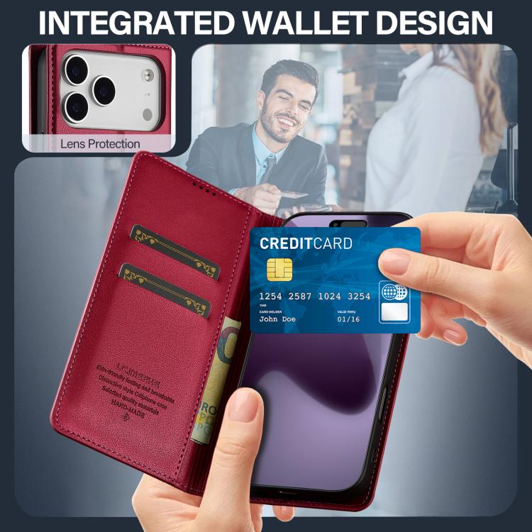 For iPhone 17 Pro LC.IMEEKE L1 Series Frosted Fine Texture PU Phone Case(Red) - iPhone 17 Pro Cases by LC.IMEEKE | Online Shopping UK | buy2fix