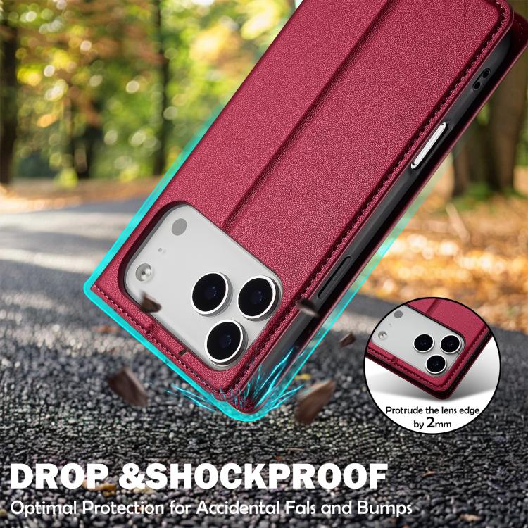 For iPhone 17 Pro LC.IMEEKE L1 Series Frosted Fine Texture PU Phone Case(Red) - iPhone 17 Pro Cases by LC.IMEEKE | Online Shopping UK | buy2fix